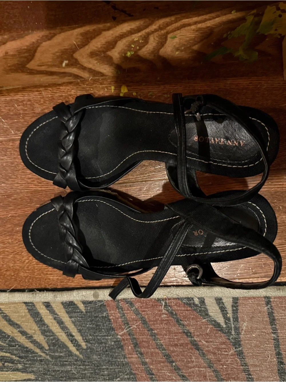 Ann Taylor Black Espadrille Wedge Sandals